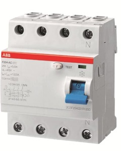 Residual current device F204 4-pole 63/0.03 type A 110V